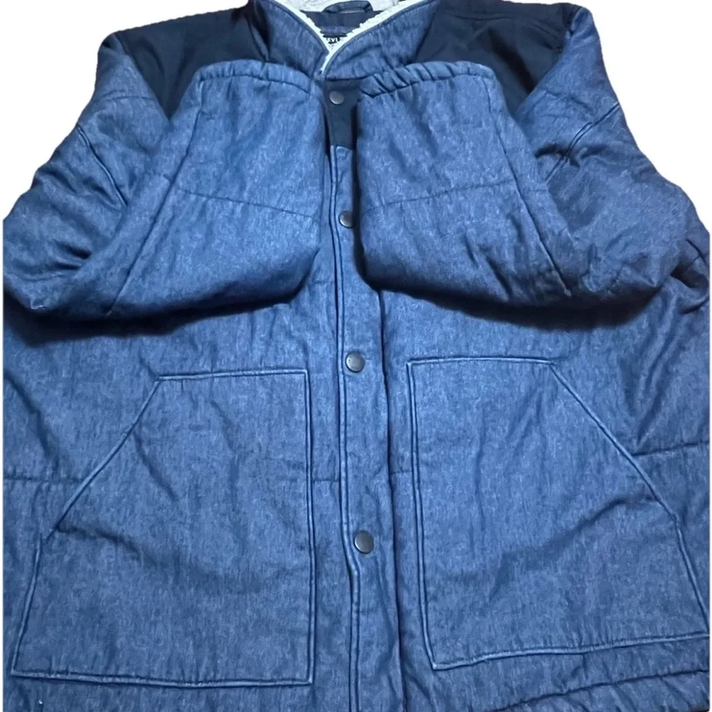 Levi’s Ultra Loft Sherpa Collar Quilted Jacket Men’s 2XL Denim Look Zip Front In - Picture 12 of 14